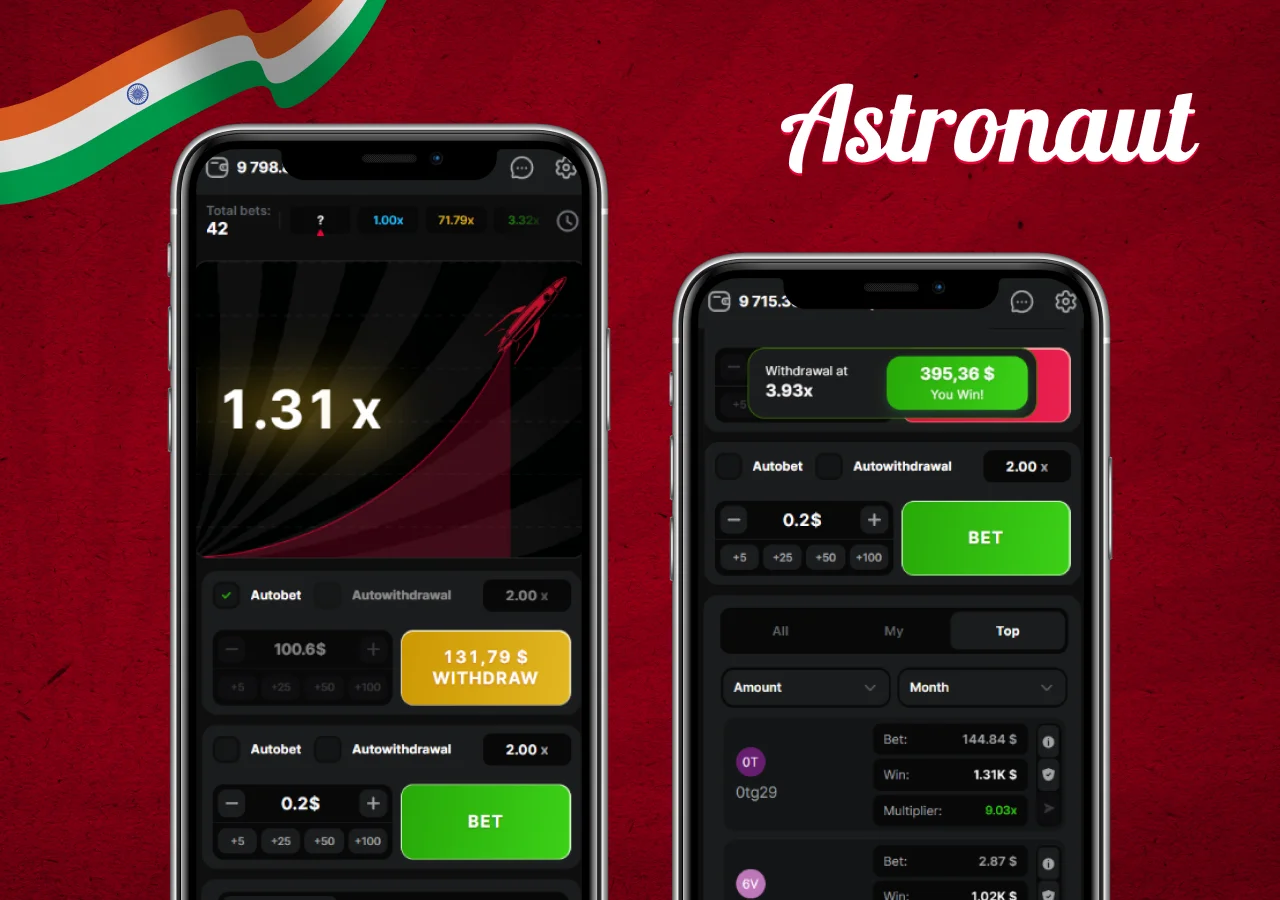 Astronaut game features and experience on Android and iOS apps.